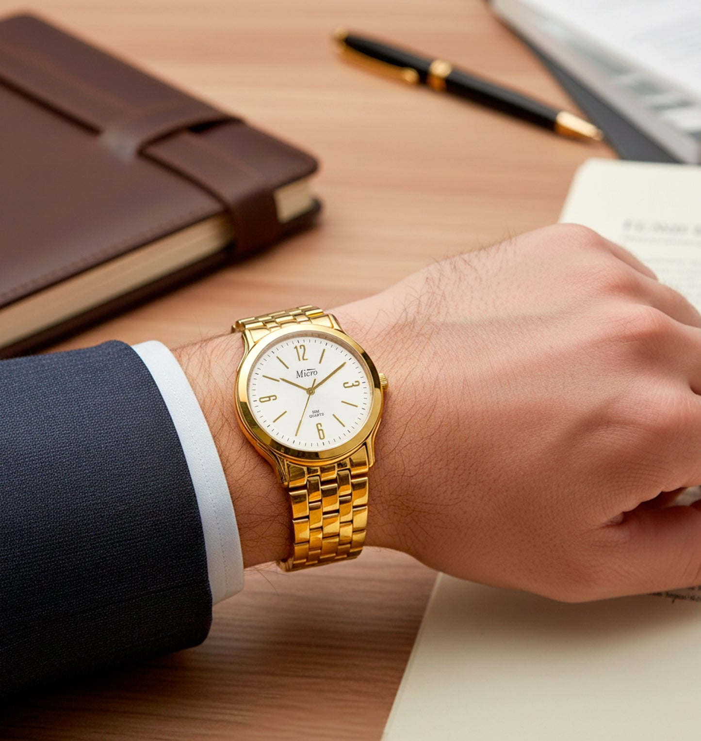 Micro Chapado Dorado Army Caballero Esfera Blanca