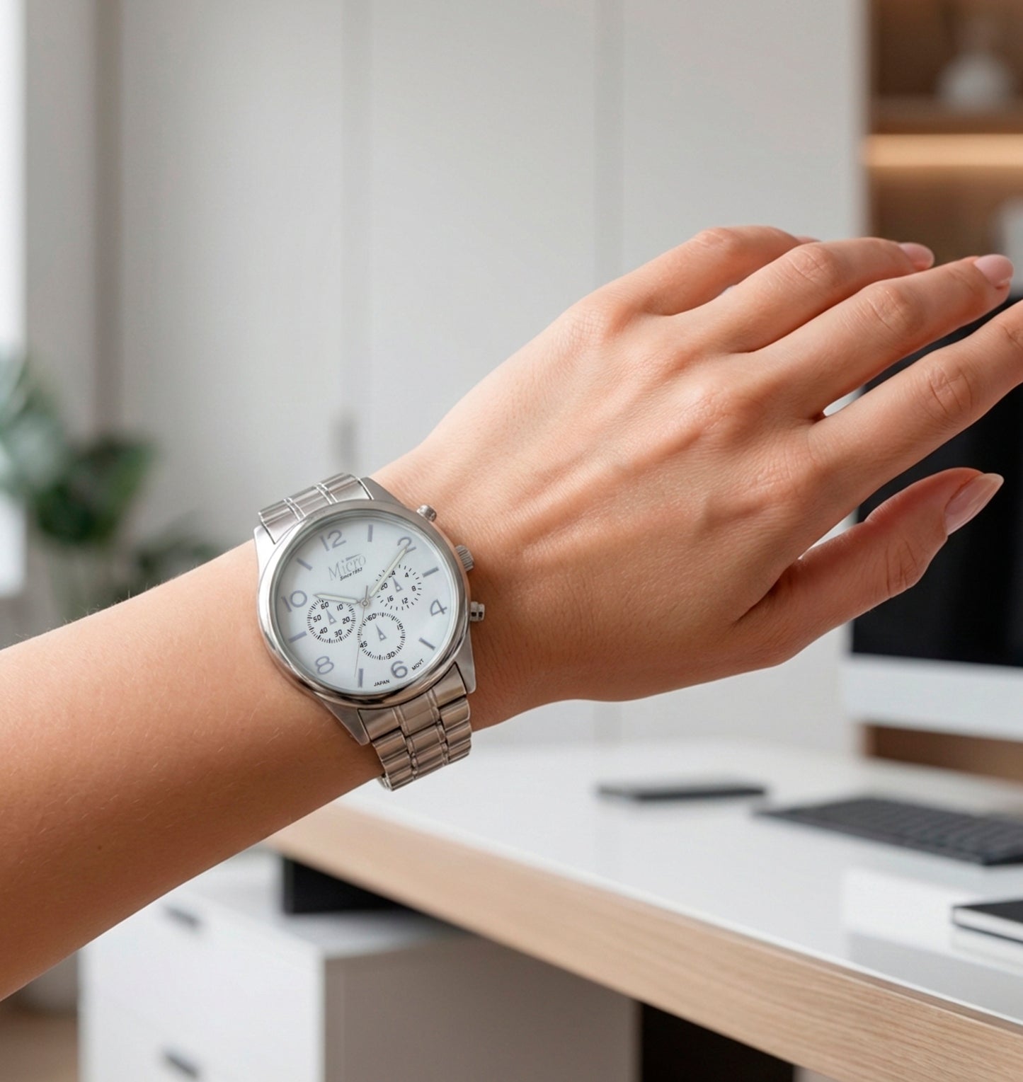 Reloj Micro Acero Chrono Silver – Esfera Blanca