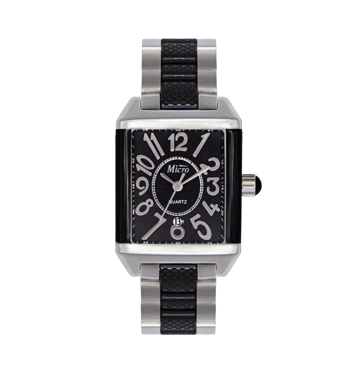 Reloj Micro Cerámico Silver & Black – Caja Rectangular y Correa Bicolor
