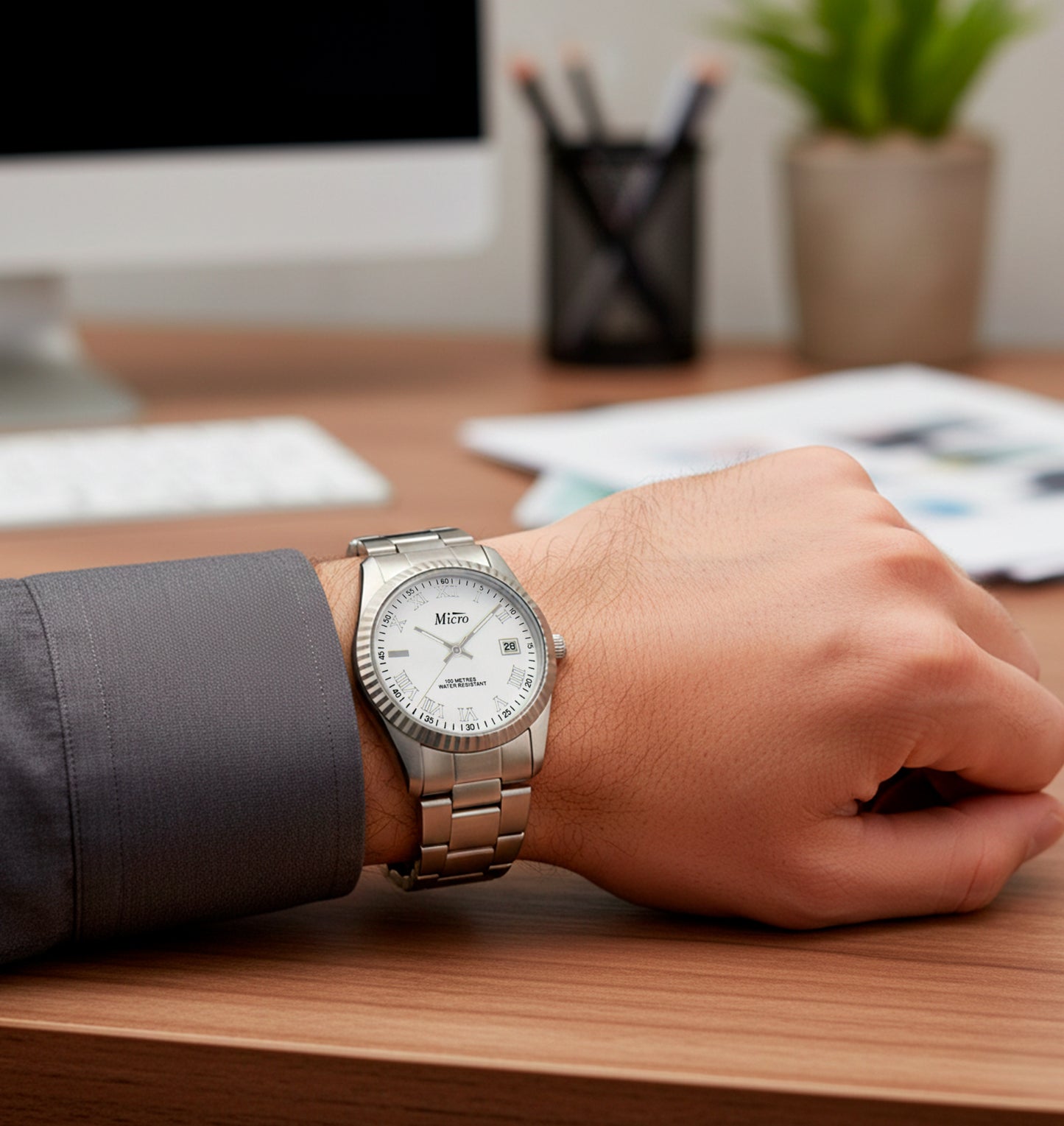 Reloj Micro caballero esfera blanca