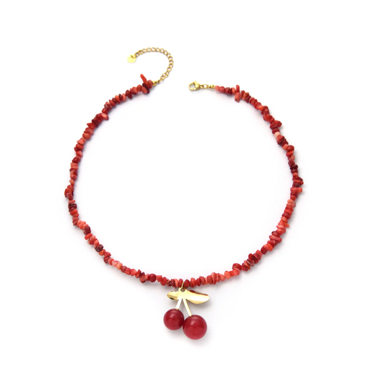 Colgante Micro Acero Coral Cereza