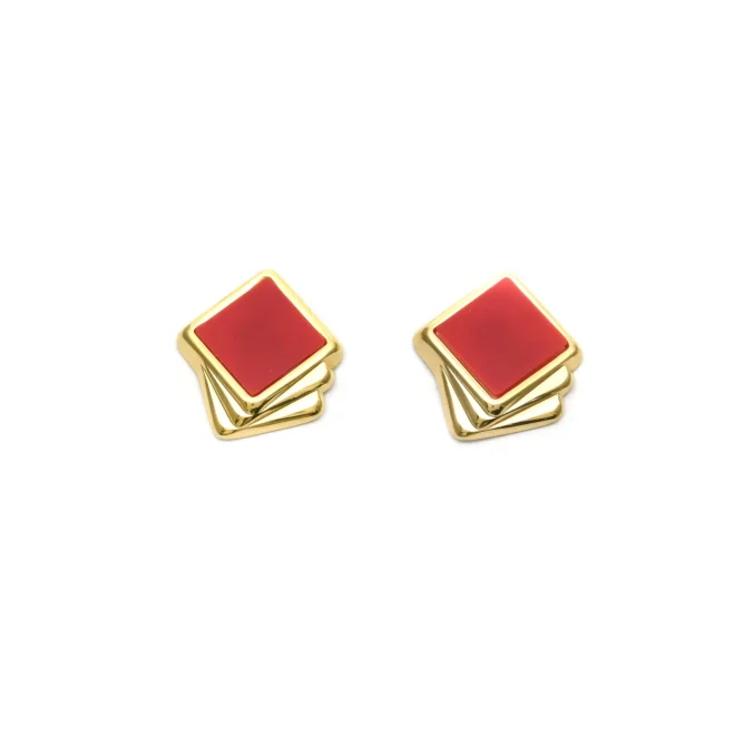 Pendientes Micro Acero chapado Triple Cuadrado