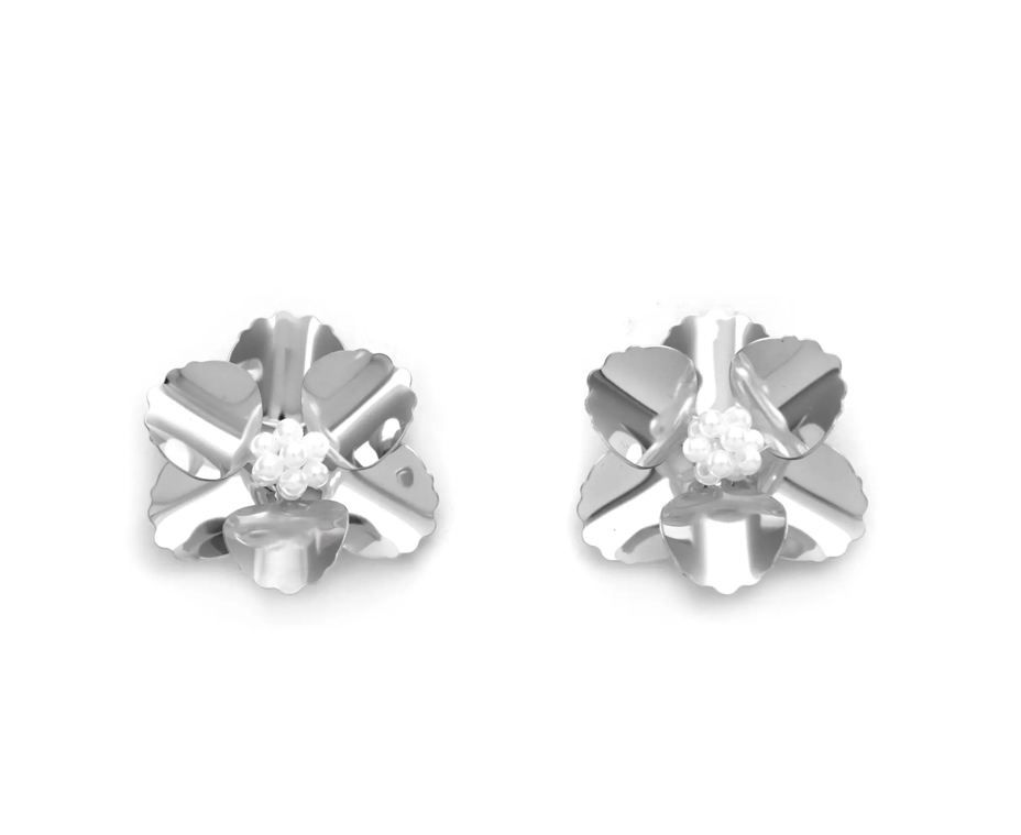 Pendientes Micro Acero Flor