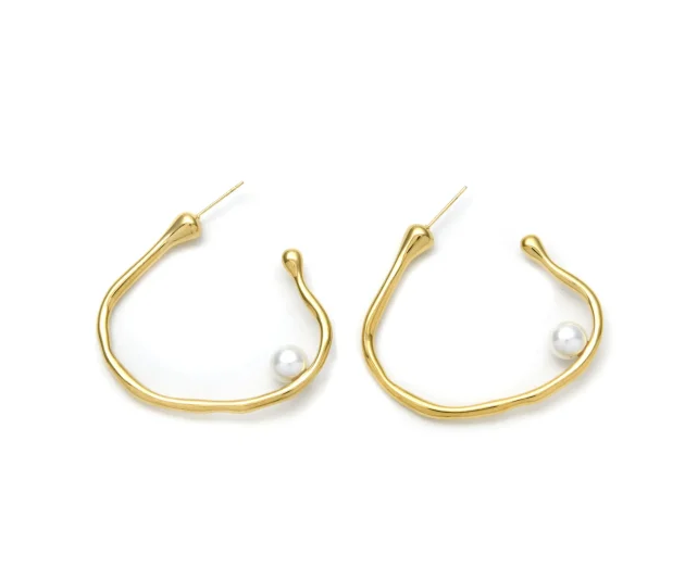 Pendientes Micro Acero y Perla Chapado