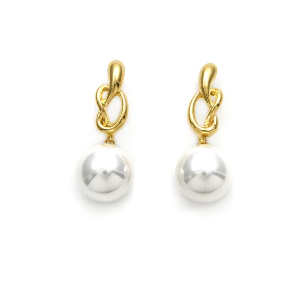 Pendientes Micro Acero Lazo y Perla Chapado