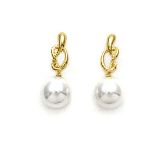 Pendientes Micro Acero Lazo y Perla Chapado