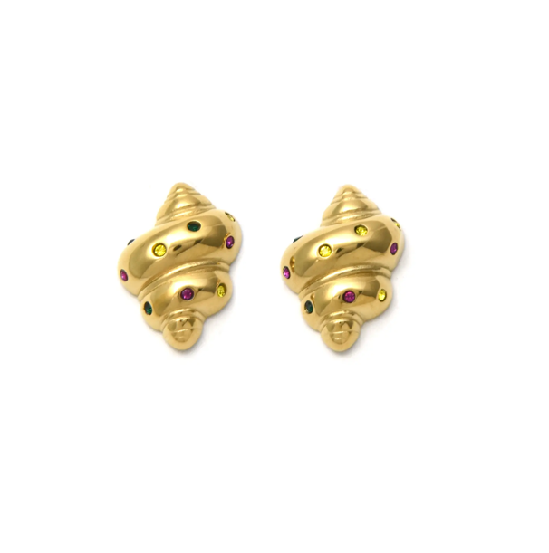 Pendientes Micro Acero Caracola Chapada