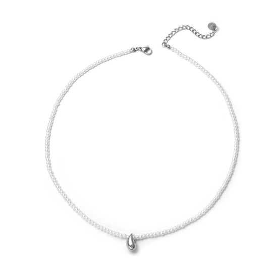 Colgante Micro Acero perlas Gota