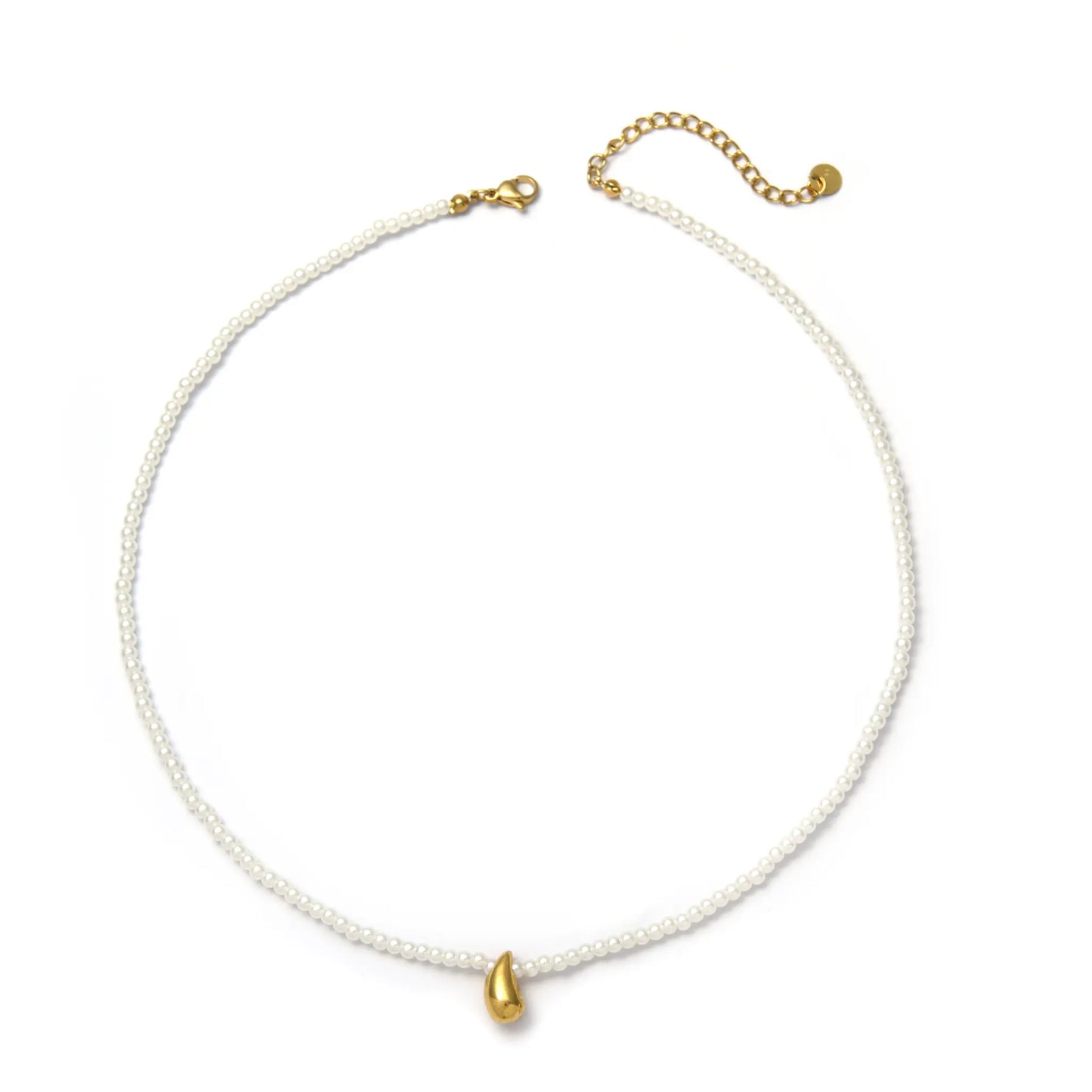 Colgante Micro Acero Chapado perlas Gota