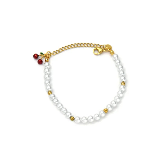 Pulsera Micro Acero, Perlas y Perlas Chapado