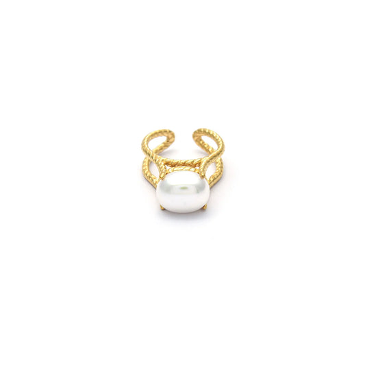 Anillo Micro perla y filigrana chapado