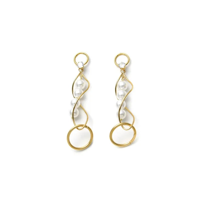 Pendientes Micro Acero Filigrana y Perla Chapado