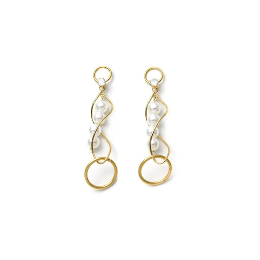 Pendientes Micro Acero Filigrana y Perla Chapado