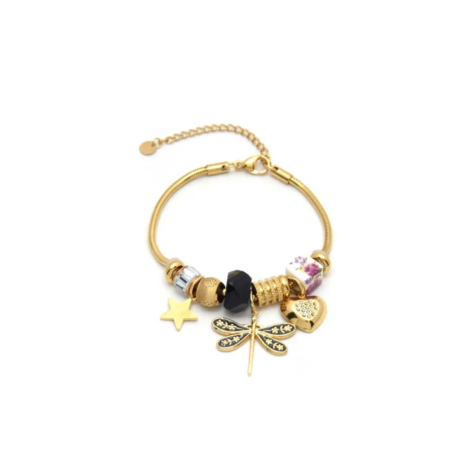 Pulsera Acero chapado Charms Negro