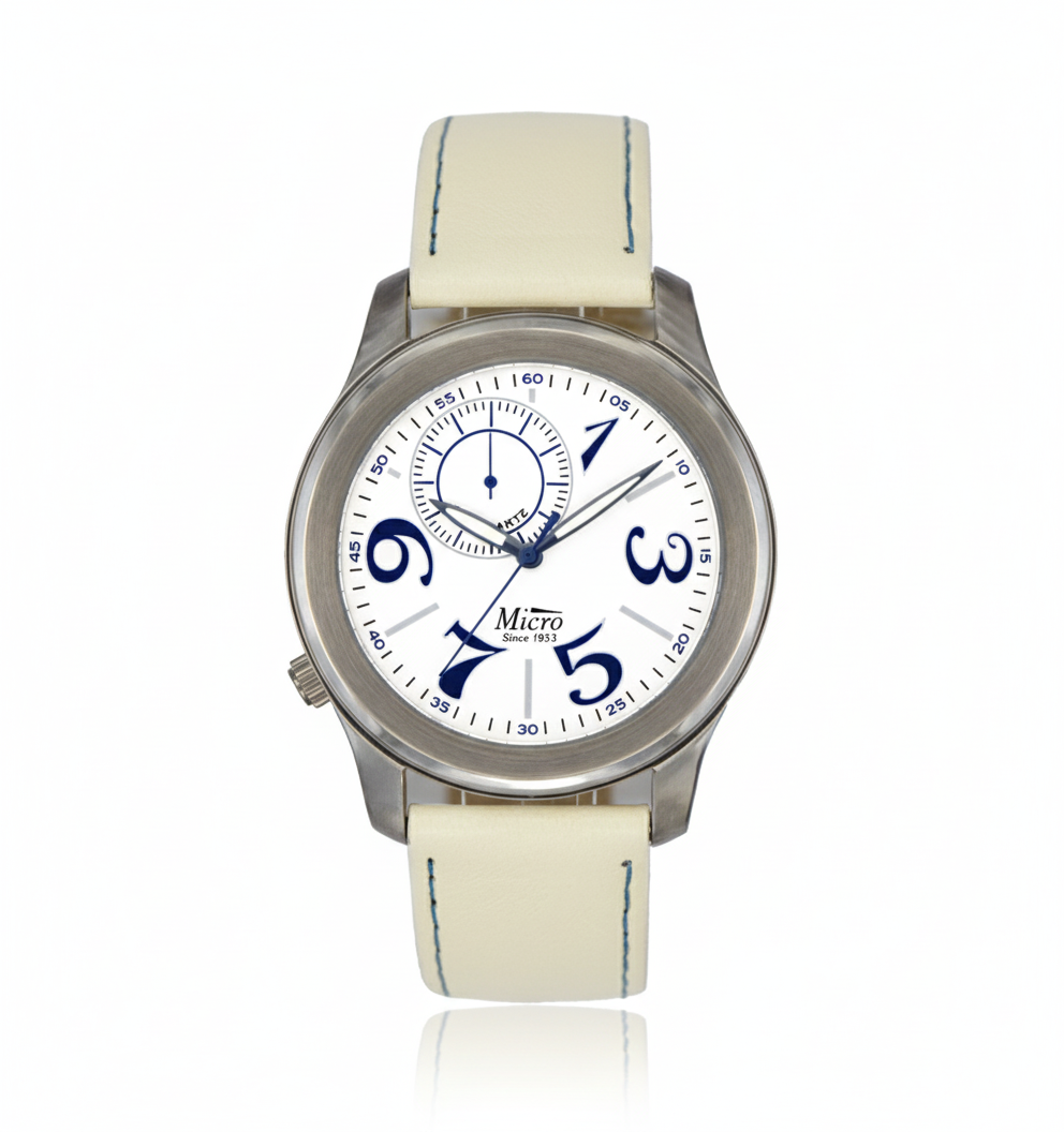 Reloj Micro Classic Cream – Acero, Esfera Blanca y Correa Crema (5 ATM)