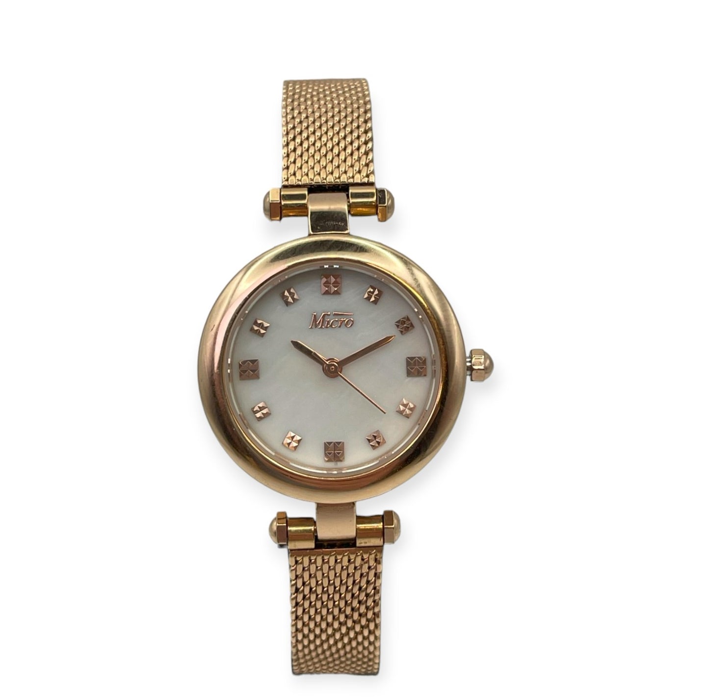 Reloj de mujer Micro de acero IP rosa y malla milanesa