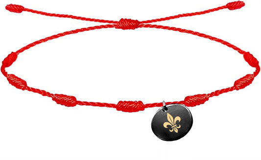 Pulsera de 7 nudos con imagen flor de lis