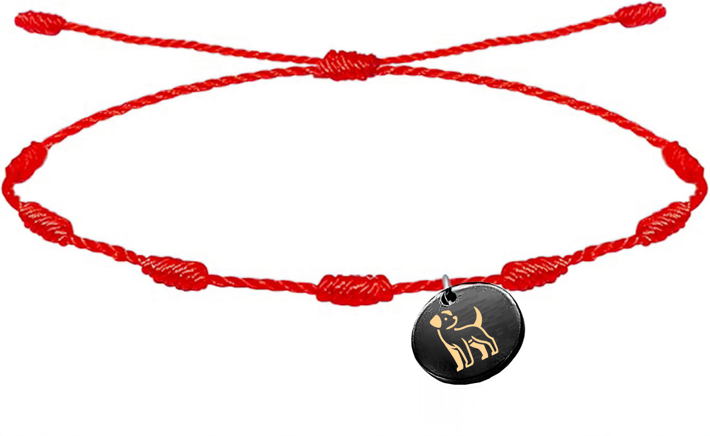 Pulsera de 7 nudos con imagen de perro