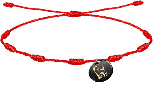 Pulsera de 7 nudos con imagen de perro