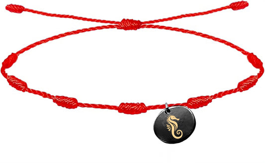 Pulsera de 7 nudos con imagen caballito de mar