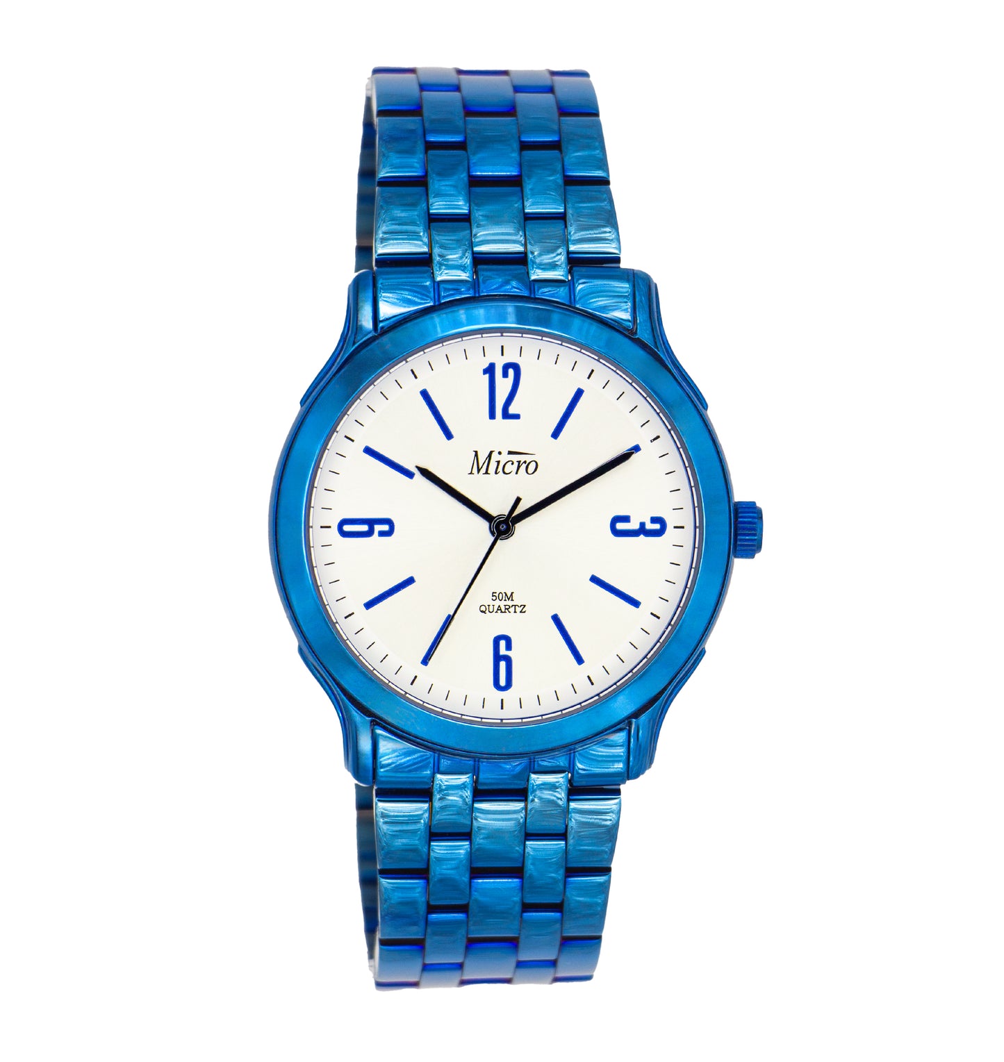 Reloj Micro Caballero azul con esfera blanco y dorado