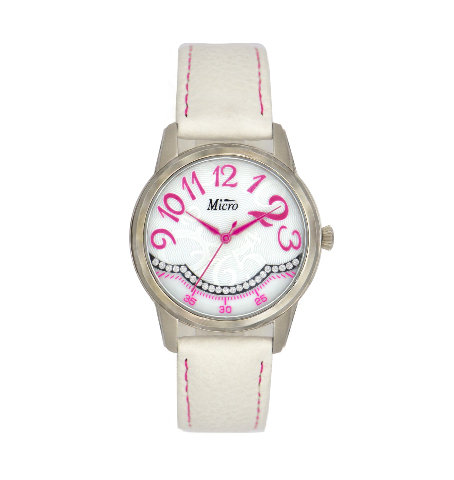 Reloj Micro esfera blanca y rosa