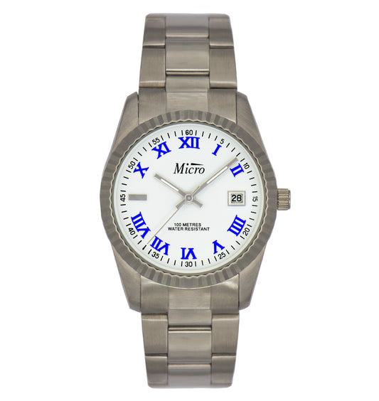 Reloj Micro caballero esfera azul y blanca