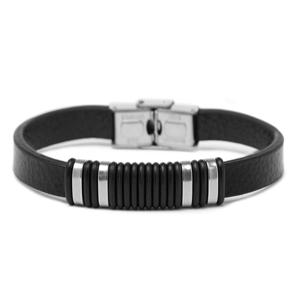Pulsera Micro de acero y cuero