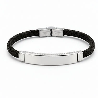 Pulsera de cuero con acero pulido