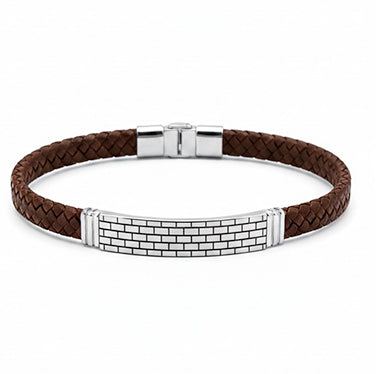 Pulsera de cuero con acero grabado