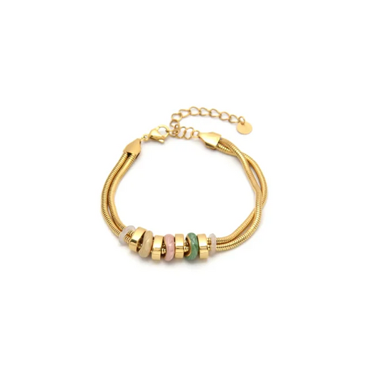 Pulsera Acero chapado y motivos