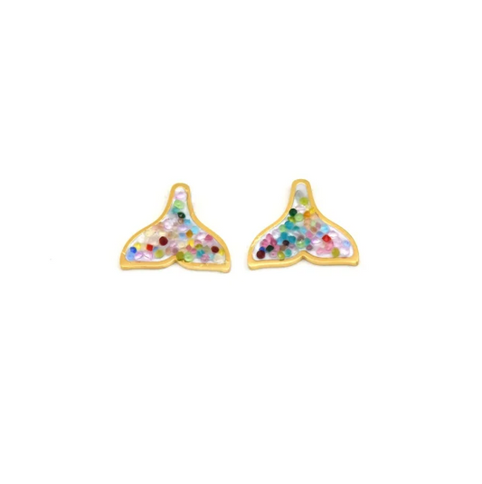 Pendientes Micro Acero cola de ballena chapado
