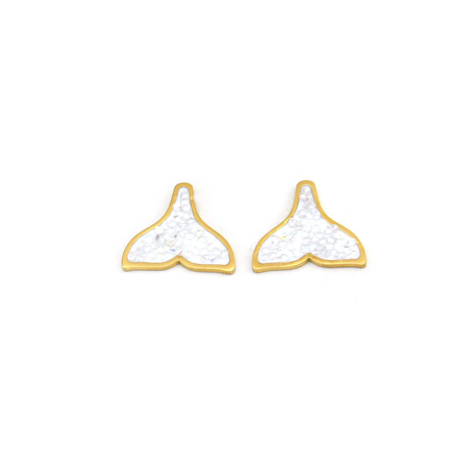 Pendientes Micro Acero cola de ballena chapado