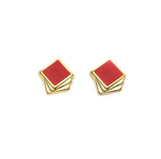 Pendientes Micro Acero chapado Triple Cuadrado