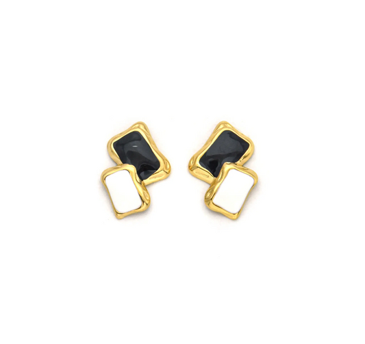 Pendientes Micro Acero chapado doble rectangular