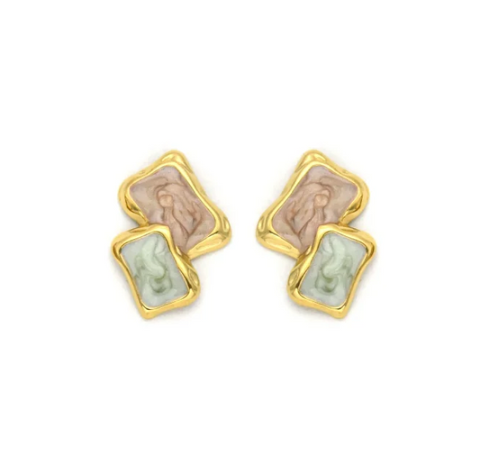 Pendientes Micro Acero chapado doble rectangular