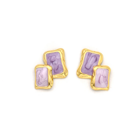 Pendientes Micro Acero chapado doble rectangular