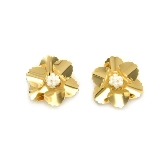 Pendientes Micro Acero Flor Chapado