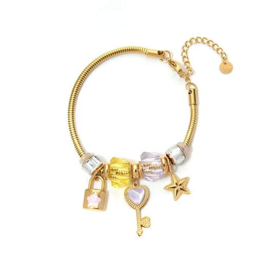 Pulsera Abalorios Acero Micro