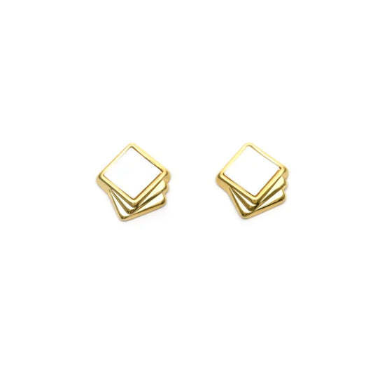 Pendientes Micro Acero chapado Triple Cuadrado