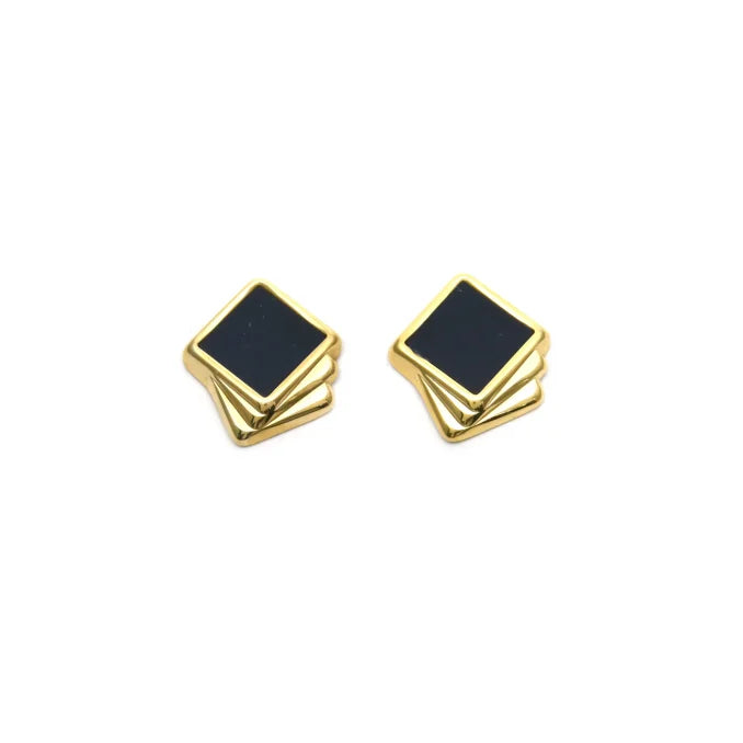 Pendientes Micro Acero chapado Triple Cuadrado