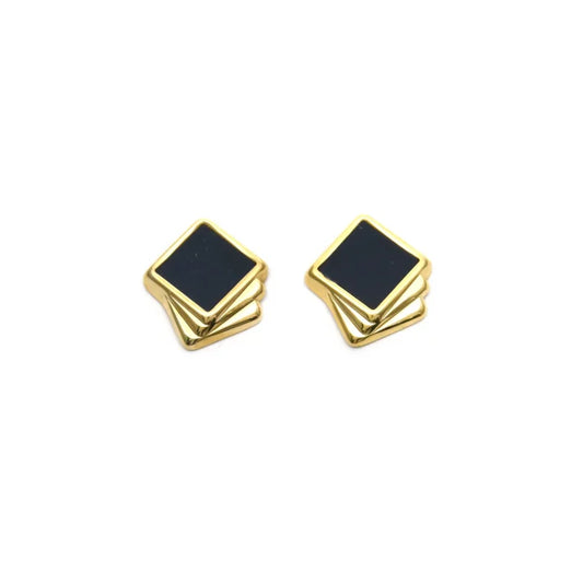 Pendientes Micro Acero chapado Triple Cuadrado