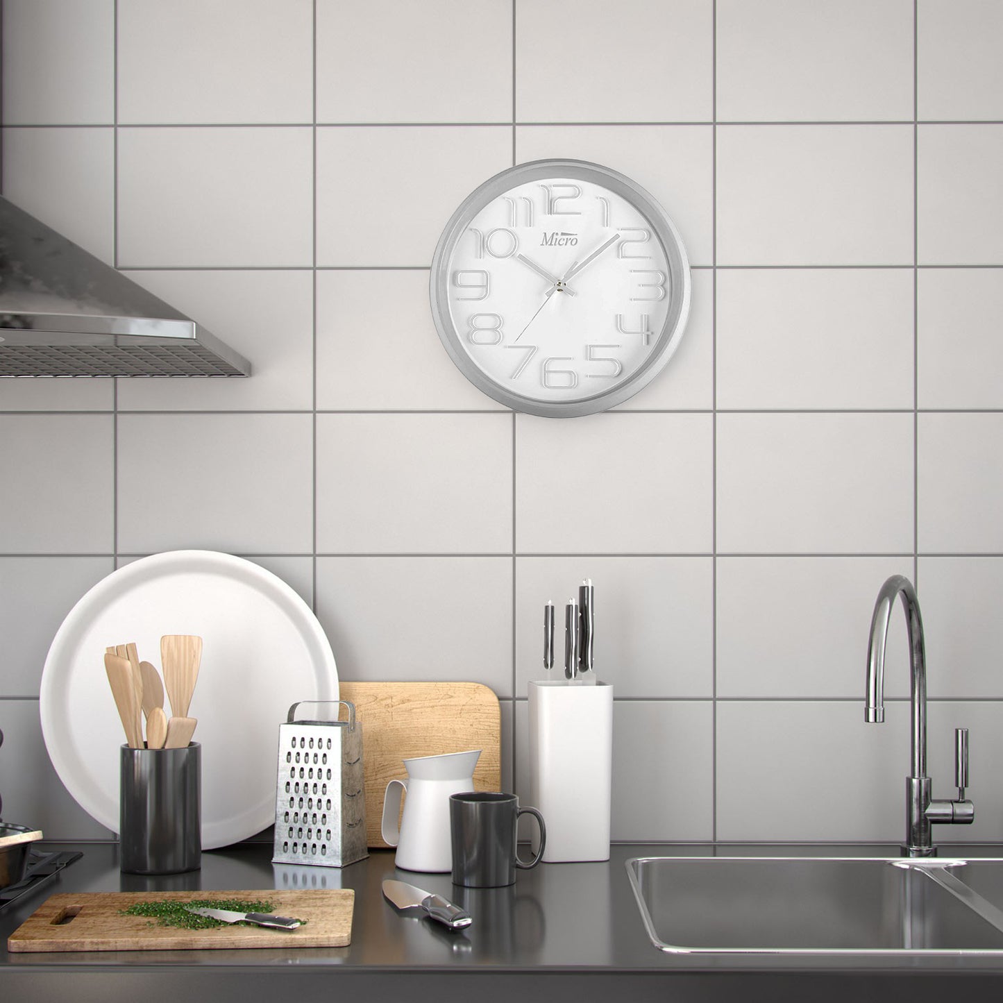 Reloj de Pared Micro Plata 30cm